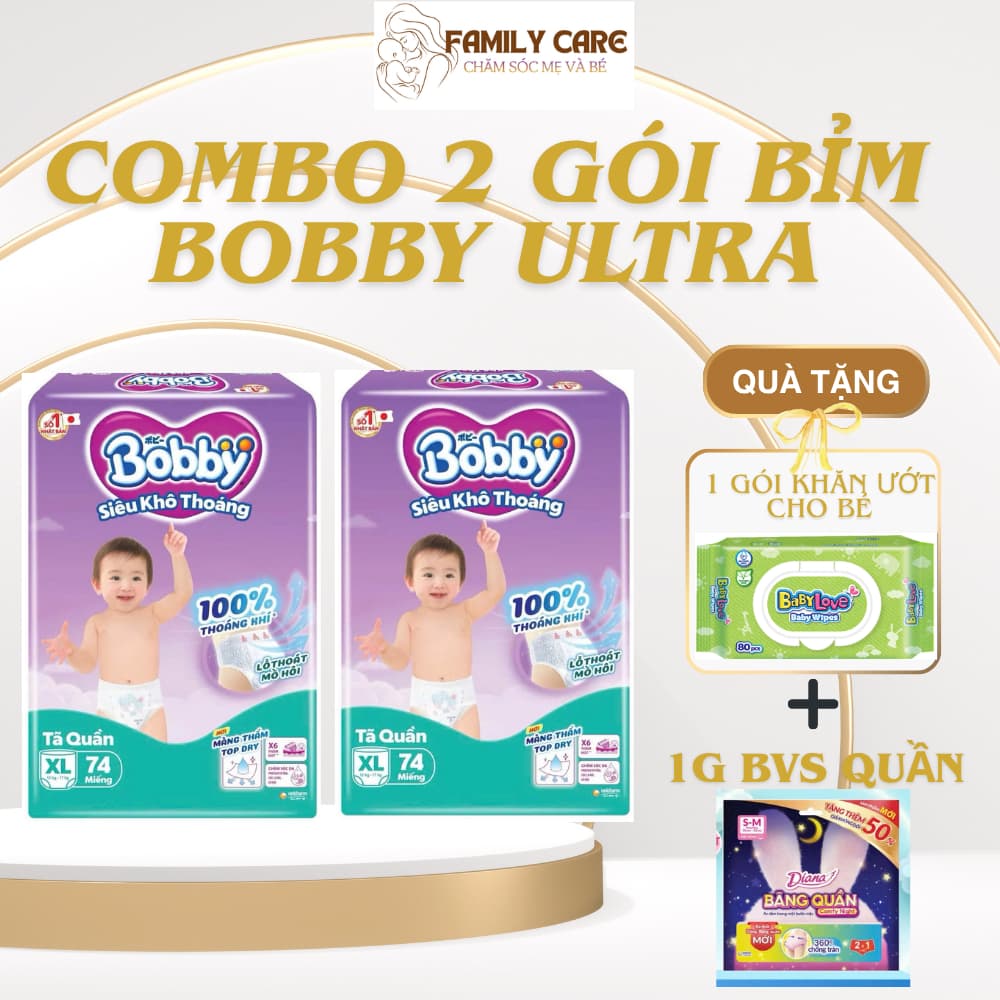 [COMBO 2 TẶNG QUÀ] BỈM QUẦN BOBBY CHÍNH HÀNG M96/L88/XL74/XXL68  CHO BÉ TẶNG 1 GÓI KHĂN ƯỚT 80M