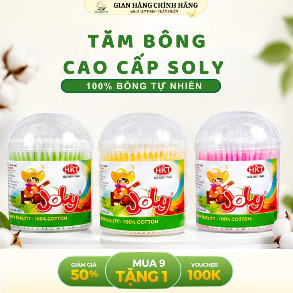 [COMBO 3] Tăm Bông Hộp Tròn Đa Năng JOLY Bông Tự Nhiên Gồm Khoảng 200 Cây/Hộp Giúp Vệ Sinh Tiện Lợi Bông Tăm Ngoáy Tai