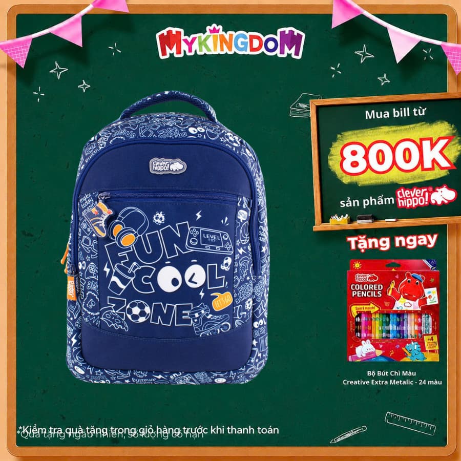 Ba Lô Đi Học, Đi Chơi ActiveGo Cool & Fun CLEVER HIPPO BC0130/BLUE