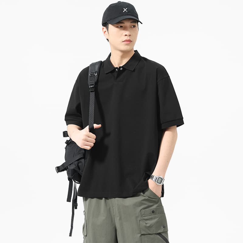 Áo polo nam mùa hè mỏng, rộng rãi, thời thượng, màu trơn, đơn giản, cổ bẻ, áo thun ngắn tay phong cách casual