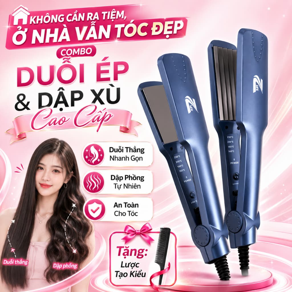 Máy Duỗi Ép Là Thẳng Uốn Cụp Tóc Cao Cấp Zlife Z369, Máy Dập Phồng Chân Tóc Bấm Xù Zlife Z339