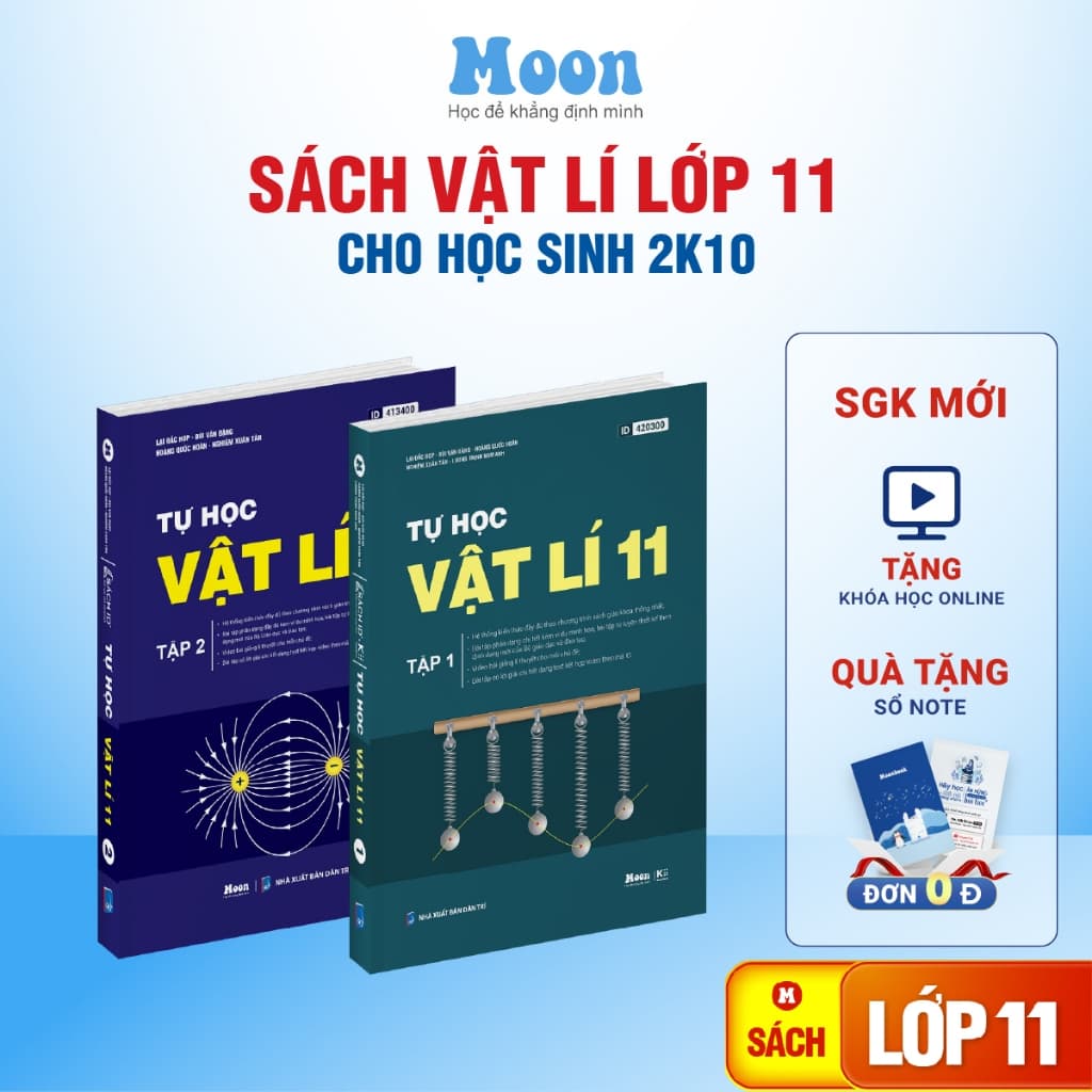 Sách tự học Vật lý lớp 11 tập 1 & tập 2 chương trình SGK mới - Moonbook