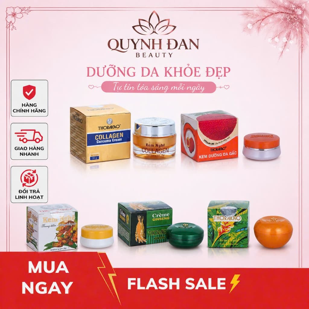 Kem Nghệ Collagen, Kem Sâm THORAKAO Dưỡng Trắng, Cải Thiện Mụn, Giảm Tàn Nhang Hộp 7G/10G