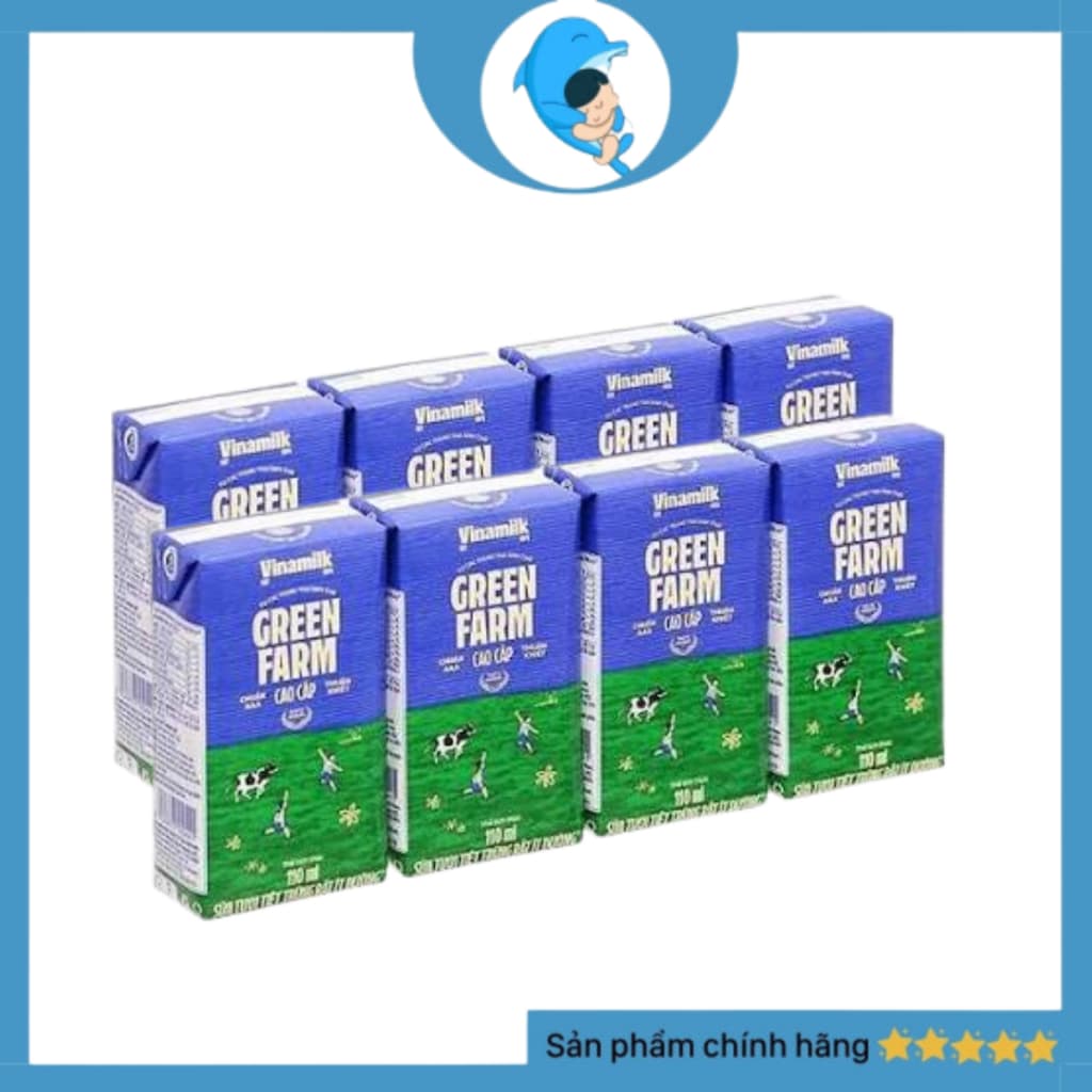 (1 LỐC 4 HỘP) Sữa Tươi Tiệt Trùng Vinamilk Green Farm Ít Đường Hộp 110ml MECAHEO