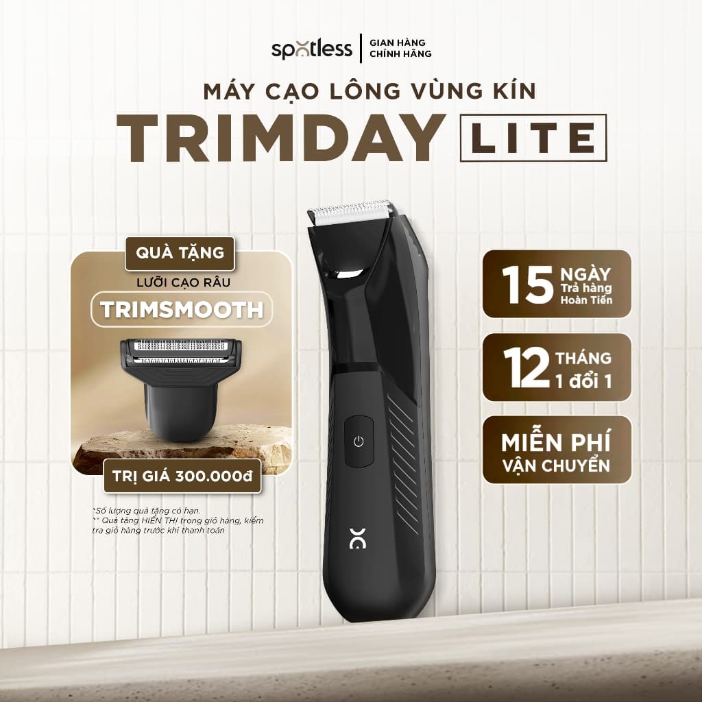 [12 THÁNG 1 ĐỔI 1] Máy cạo lông vùng kín nam Spotless TRIMDAY LITE máy cạo râu chống cắt, chống nước toàn thân