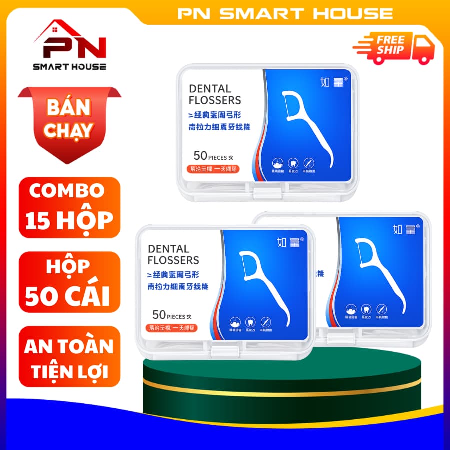 Combo 12 Hộp Tăm Chỉ Nha Khoa Tiệt Trùng & Vệ Sinh Kẽ Răng Chuyên Dụng 600 Chiếc
