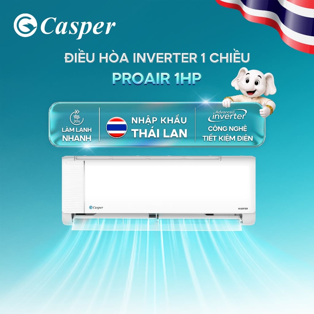 Máy lạnh Casper Inverter ProAir 1 chiều 1/1.5HP EC-09IU36/EC-12IU36 - Bảo hành 3 năm