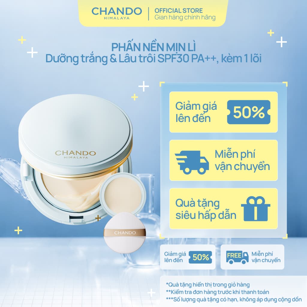 [Date 8/2027] Phấn nền Mịn lì Dưỡng trắng & Lâu trôi CHANDO Himalaya SPF30 PA++