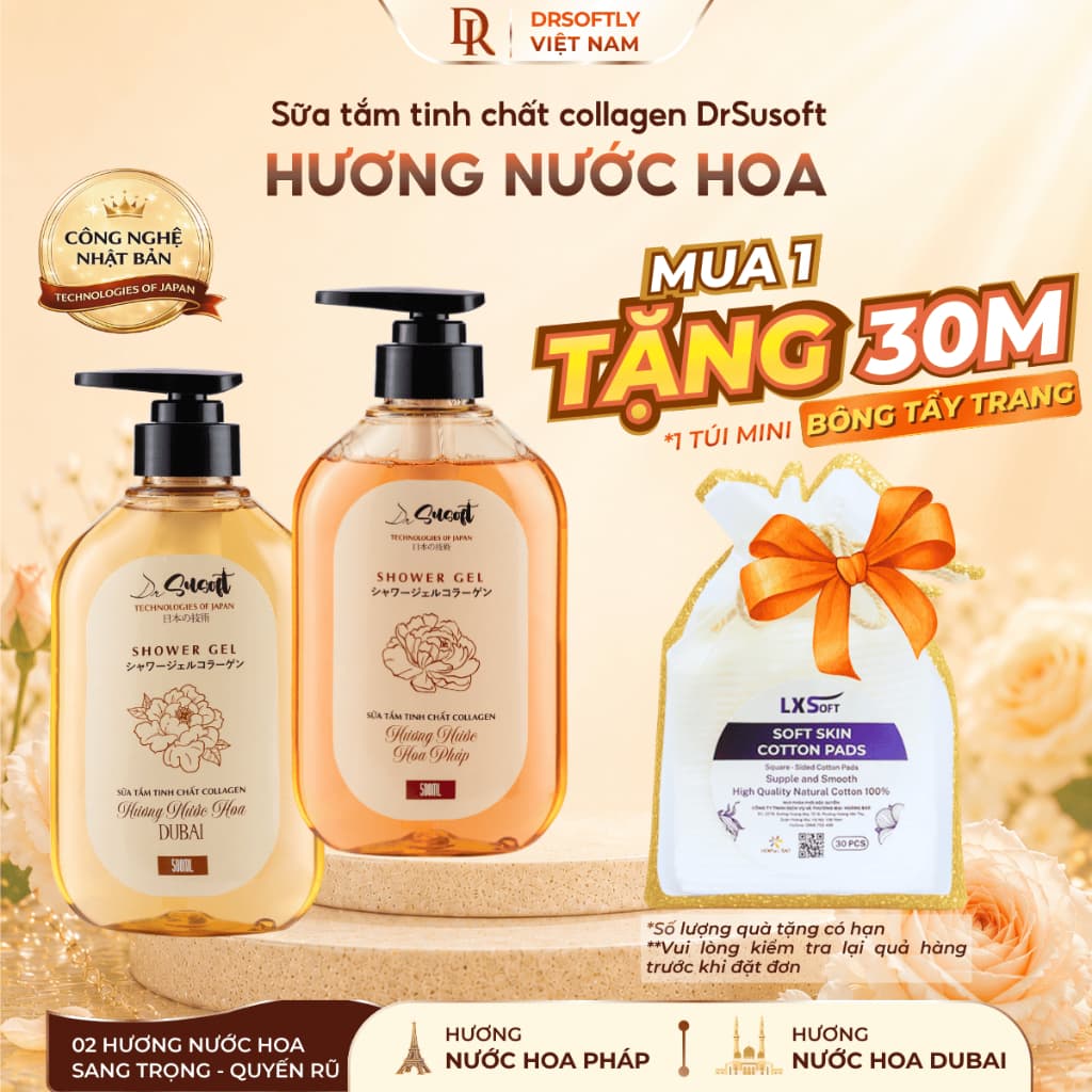 [Tặng 30 BTT] Sữa Tắm Nước Hoa DRSUSOFT Hương Thơm Ngọt Ngào, Sang Trọng, Làm Sạch Dịu Nhẹ, Dưỡng Ẩm, Mềm Da
