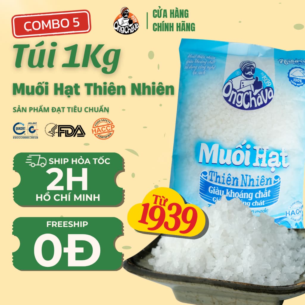 Muối Hạt Thiên Nhiên Ông Chà Và 1kg (Sun dried Sea Salt)