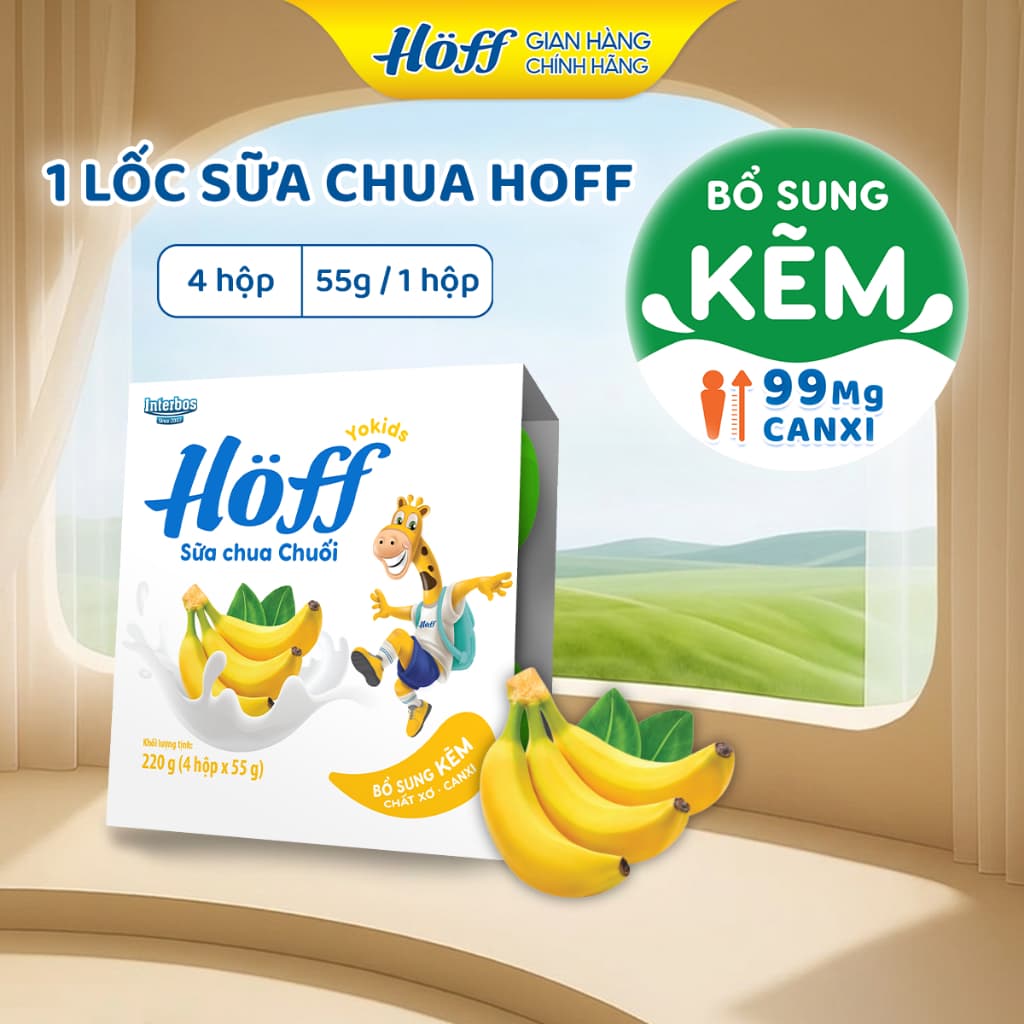 Sữa chua HOFF cho bé ăn dặm trẻ em từ 6 tháng tuổi vị hoa quả - 1 Lốc (4 hộp x 55g)