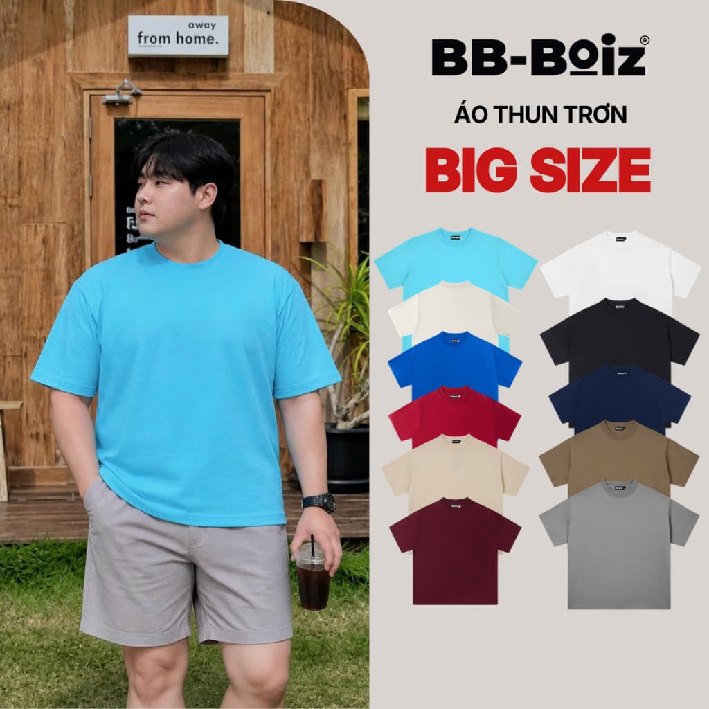 [BigSize] Áo Thun Tay Ngắn Nam BB-Boiz Form BigSize 70 - 135kg | Chất Cotton | TRƠN