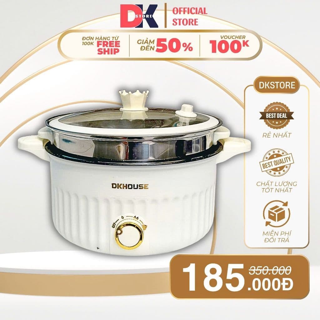 Nồi Áp Suất Đa Năng Dung Tích 5L, Size 28cm, chiên, xào, rán, hầm,.. Công Suất 800W, 4 Chế Độ Nấu, Hầm, Soup Nấu Ăn Nấu
