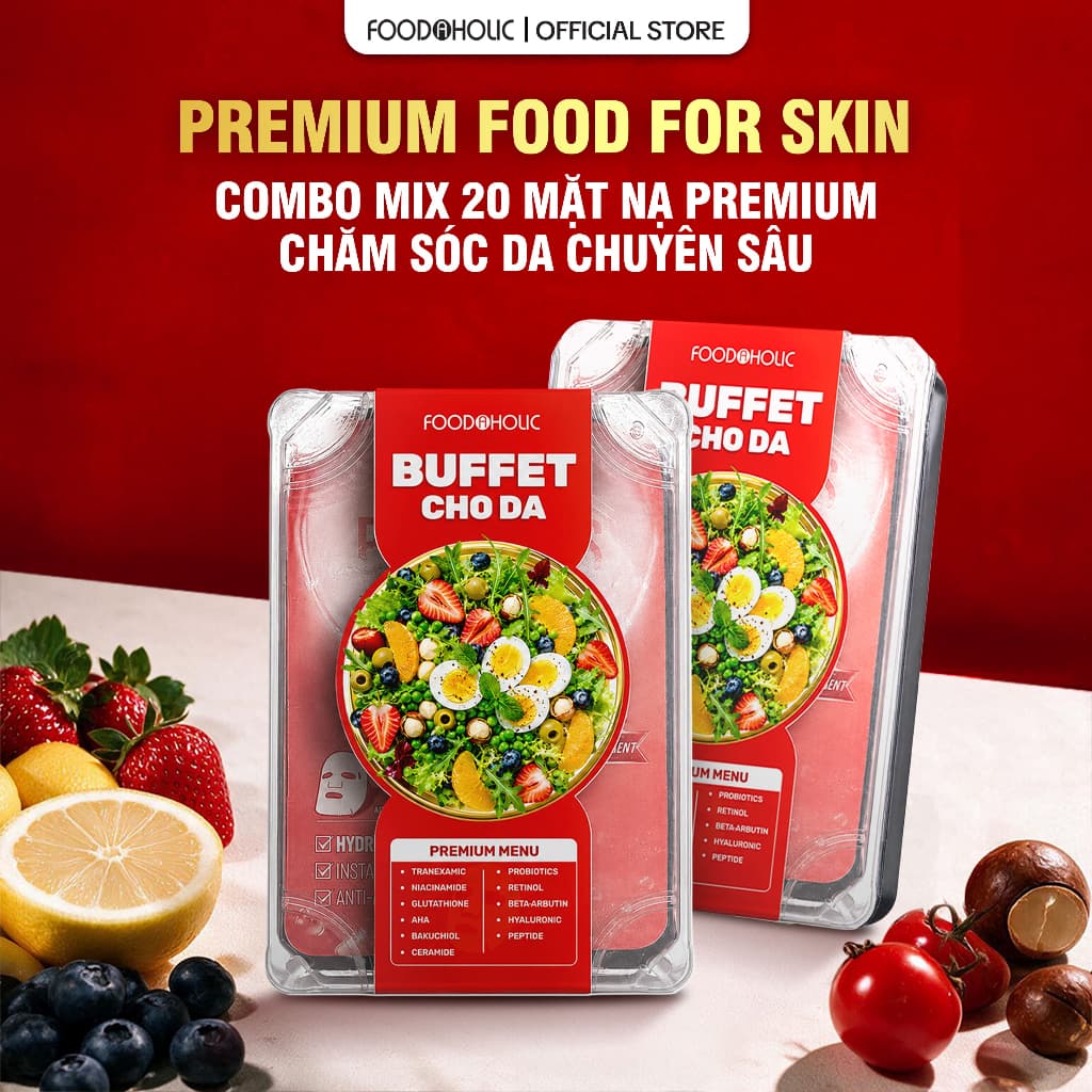 Combo 20 Mặt Nạ Hỗ Trợ Cấp Ẩm, Hỗ Trợ Dưỡng Trắng Da Dành Cho Da Treatment Foodaholic 23ml/miếng