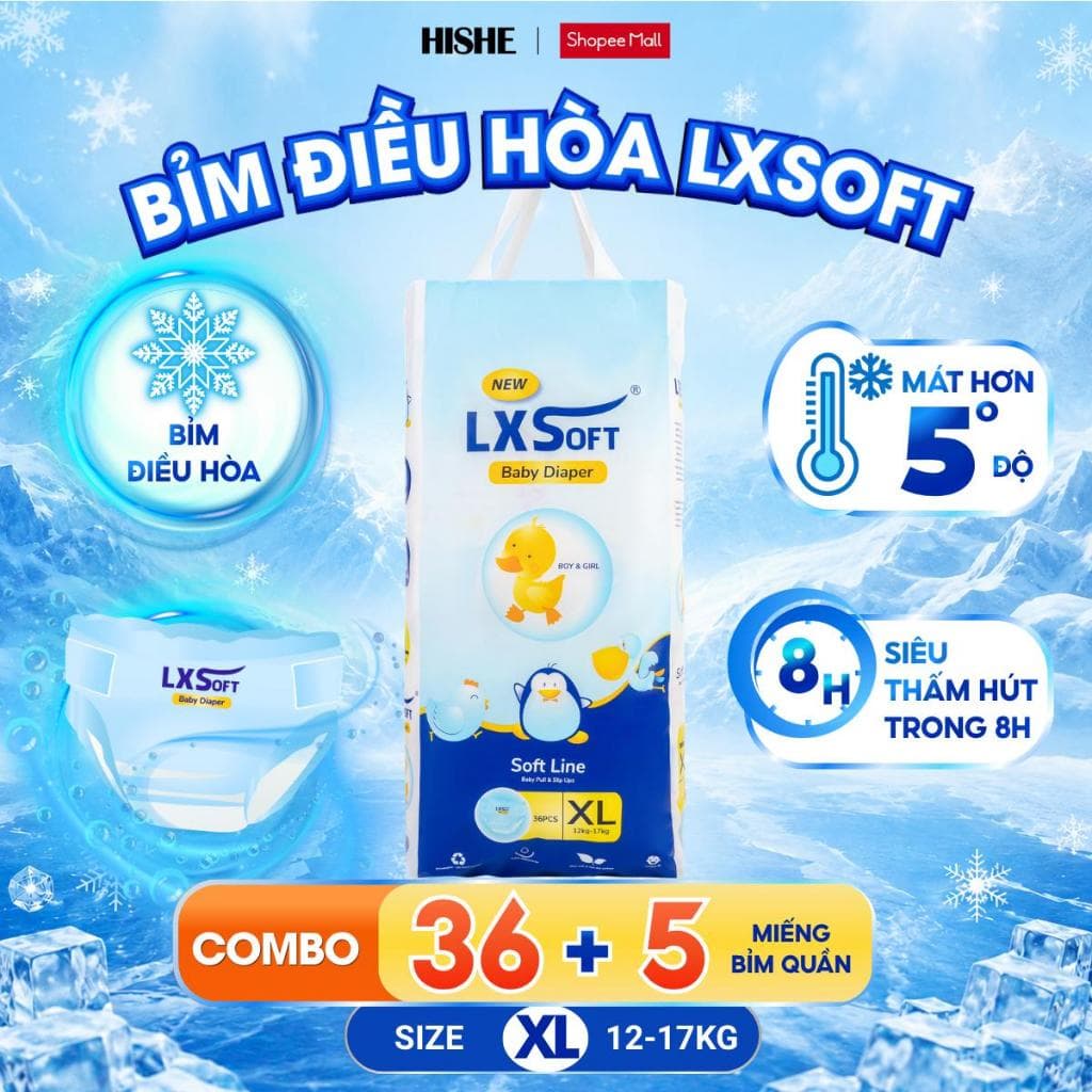 [ Tặng thêm 5 miếng] Bỉm Điều Hoà LXSoft Hàn Quốc Siêu mỏng mềm, đóng mùa hè, thấm hút nhanh, Không lo hầm bí