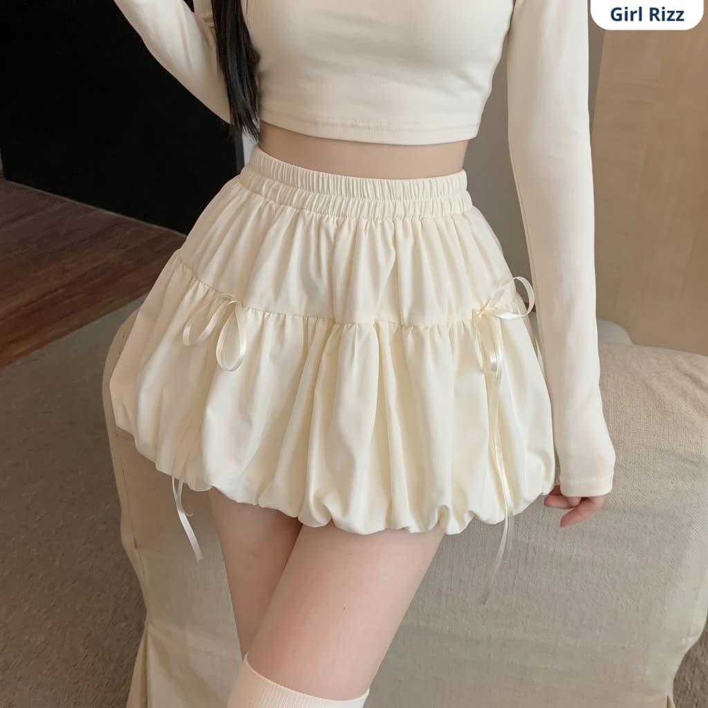 Chân Váy Bí Ngô Chất Voan GIRLRIZZ Có Quần Bảo Hộ Tách Liền (Nhiều Màu) CV003A