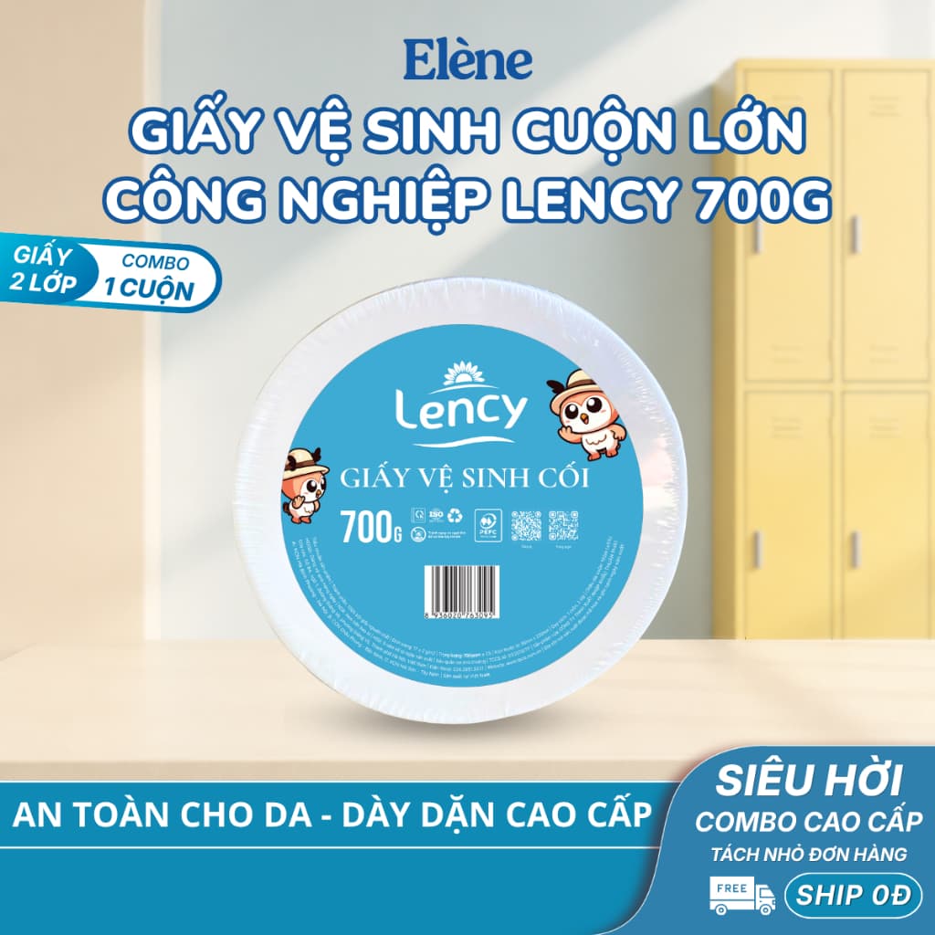 [HOẢ TỐC] 1 CUỘN Giấy Vệ Sinh Elene - Lency Cuộn Lớn 700 Gram - 2 Lớp Có Lõi