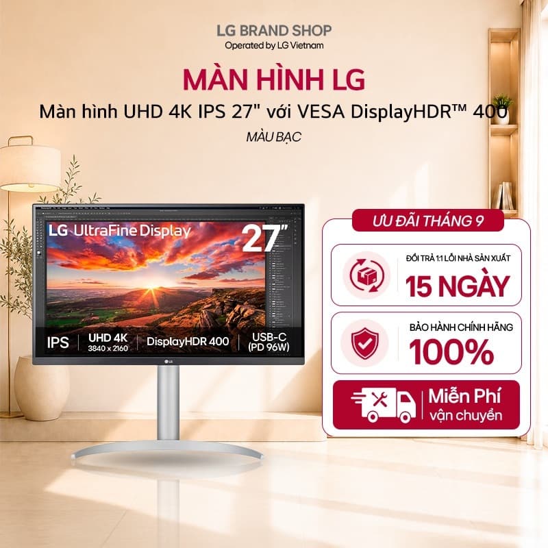 [Chỉ giao miền Nam/Bắc] 27UP850K-W.ATV- Màn hình gaming UHD 4K IPS 27" với VESA DisplayHDR™ 400