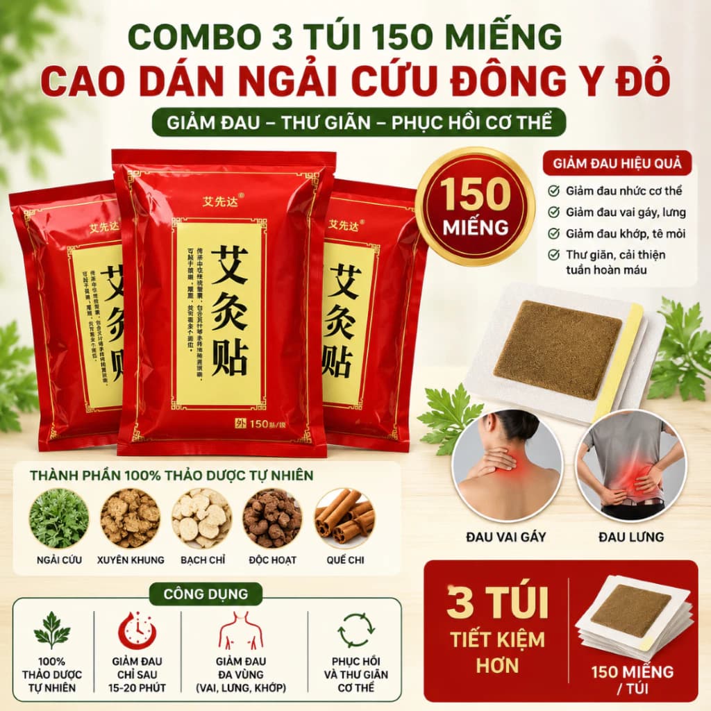 1 Túi 50 Miếng Cao Dán Ngải Cứu Đông Y Giảm Đau Nhức Cơ Thể Nội Địa Trung Thảo Dược Tự Nhiên Giảm Đau Vai Gá