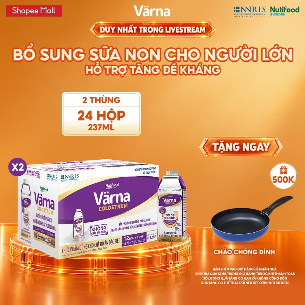 [LIVESTREAM HANNAH] Combo 2 thùng 12 hộp sữa bột pha sẵn Varna Colostrum (24 hộp giấy x 237ml) - Tăng đề kháng nhanh