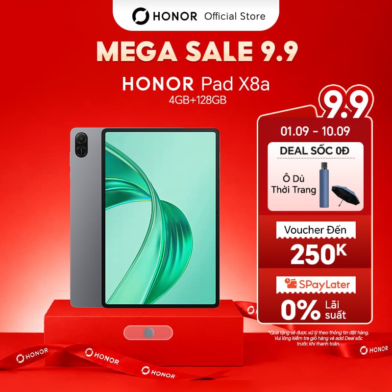 Máy tính bảng Honor Pad X8a 4GB+128GB | Màn hình TFT LCD 11" 90Hz | Pin 8300mAh | BH 18 tháng