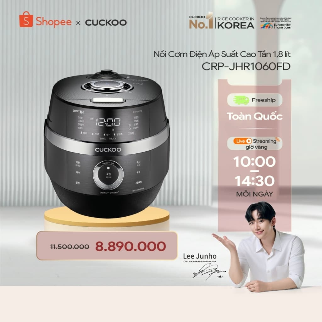Nồi cơm điện áp suất cao tần Cuckoo CRP-JHR1060FD dung tích 1.8L-Công suất 1445W-Phiên bản nội địa, sử dụng Tiếng Hàn