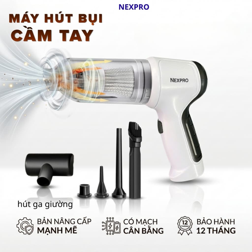 Máy Hút Bụi Cầm Tay NEXPRO, Hút Bụi Giường Nệm, Công Nghệ Nhật Bản, BH 12 Tháng