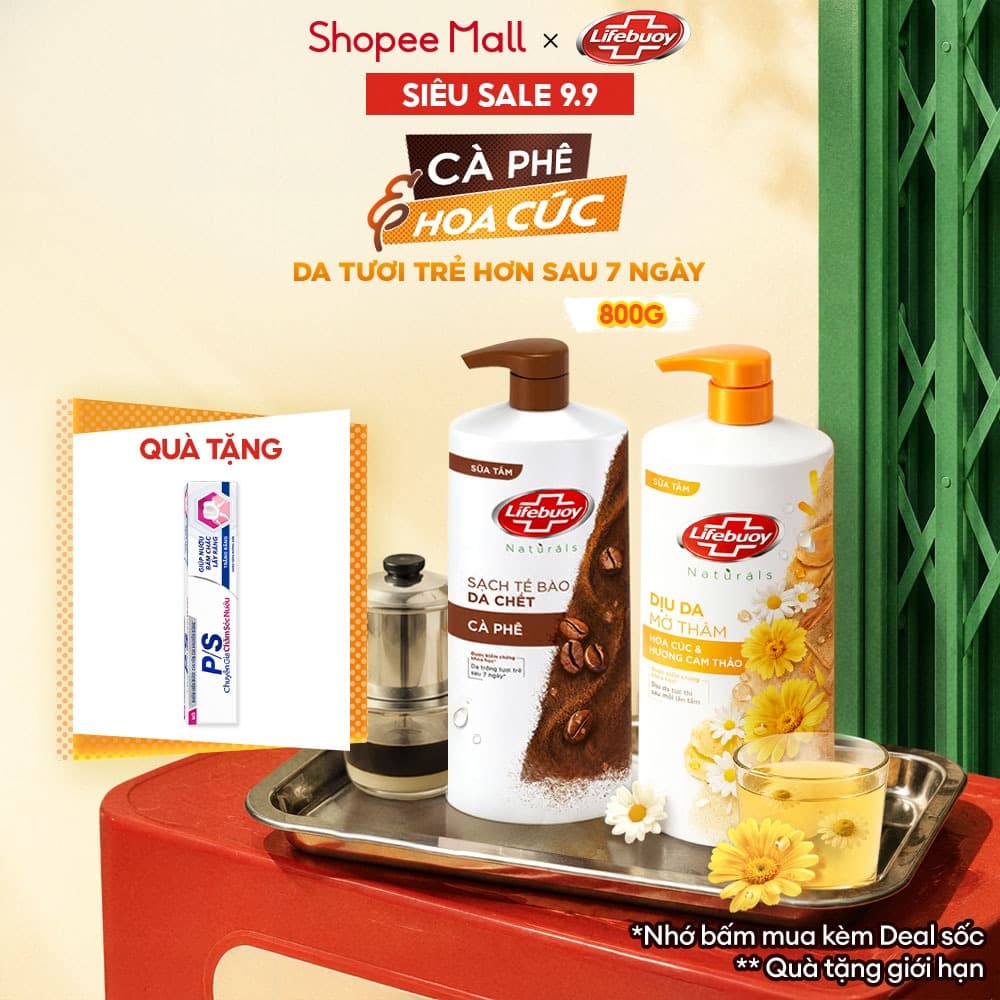 Sữa Tắm Lifebuoy Hoa Cúc Cam Thảo & Cà Phê 800G