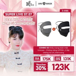 [VHL x UNICARE] COMBO 2 Khẩu trang toàn mặt Unicare Full Face – Chống nắng UPF50+, 2 lớp, chống tia UV, thời trang