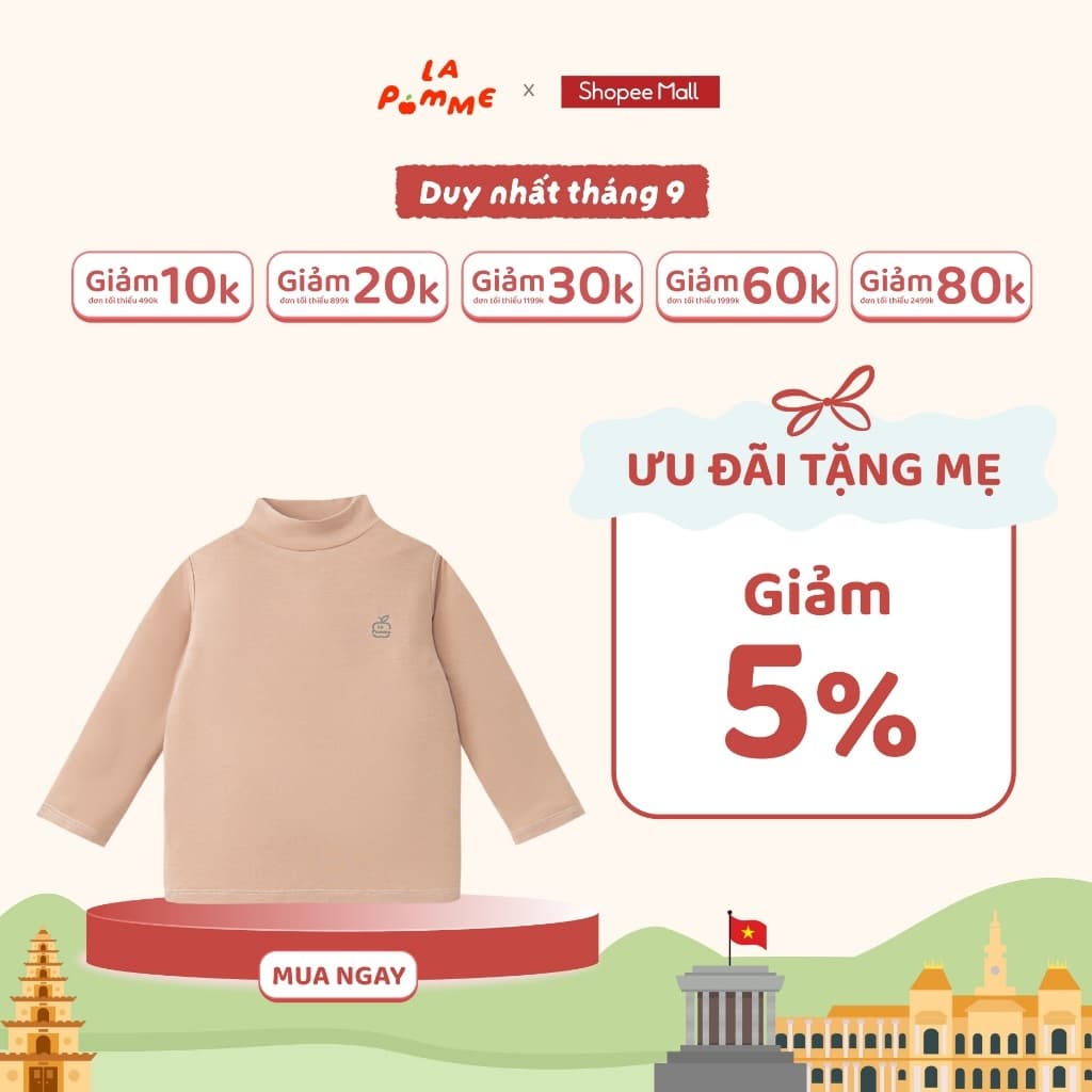 Áo giữ nhiệt La Pomme mềm êm chào mùa mới - Sợi Petit Soyeu thoáng mát - Bé trai/ gái - 6M - 5Y