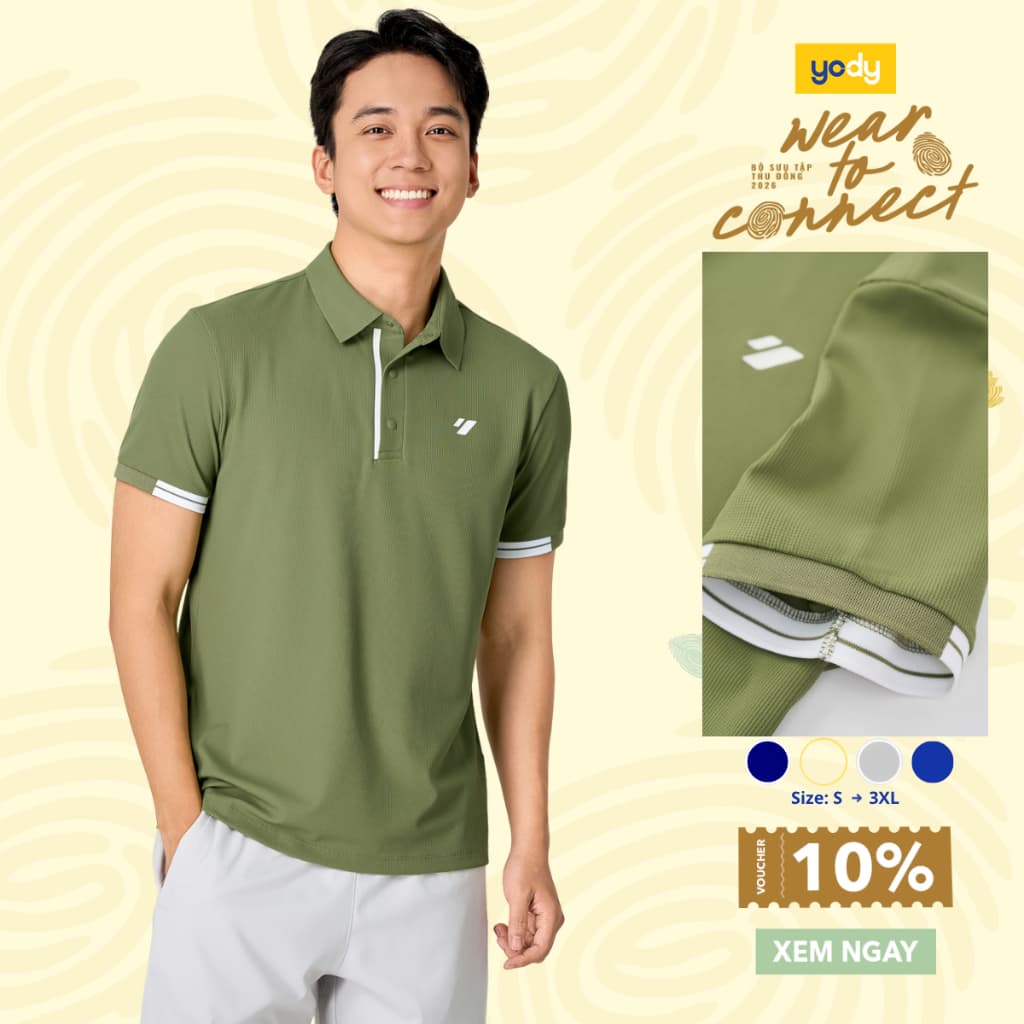 Áo Polo Nam Yody Thể Thao Waffle Phối Nẹp MAPO26A017