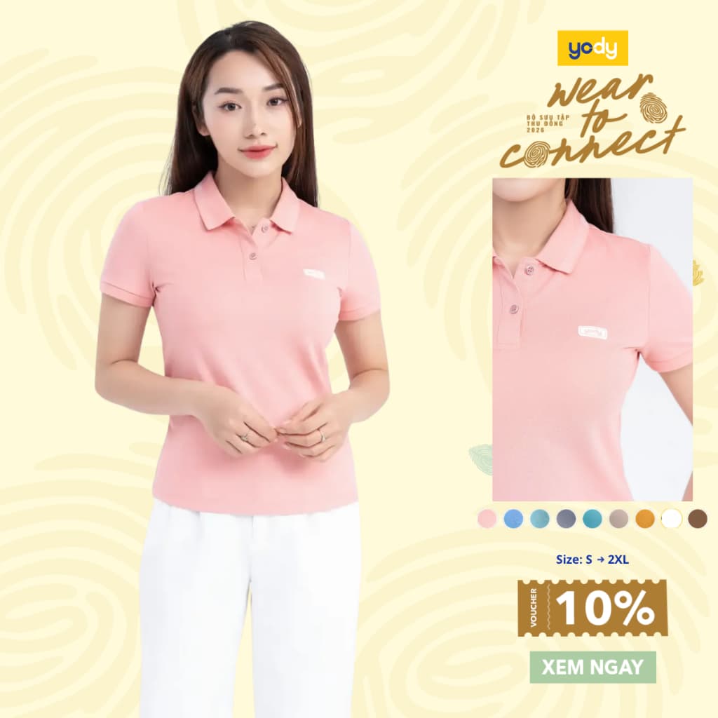 Áo thun polo nữ Yody phông thun cộc tay chất liệu cotton pique mắt chim mềm mại APN3340