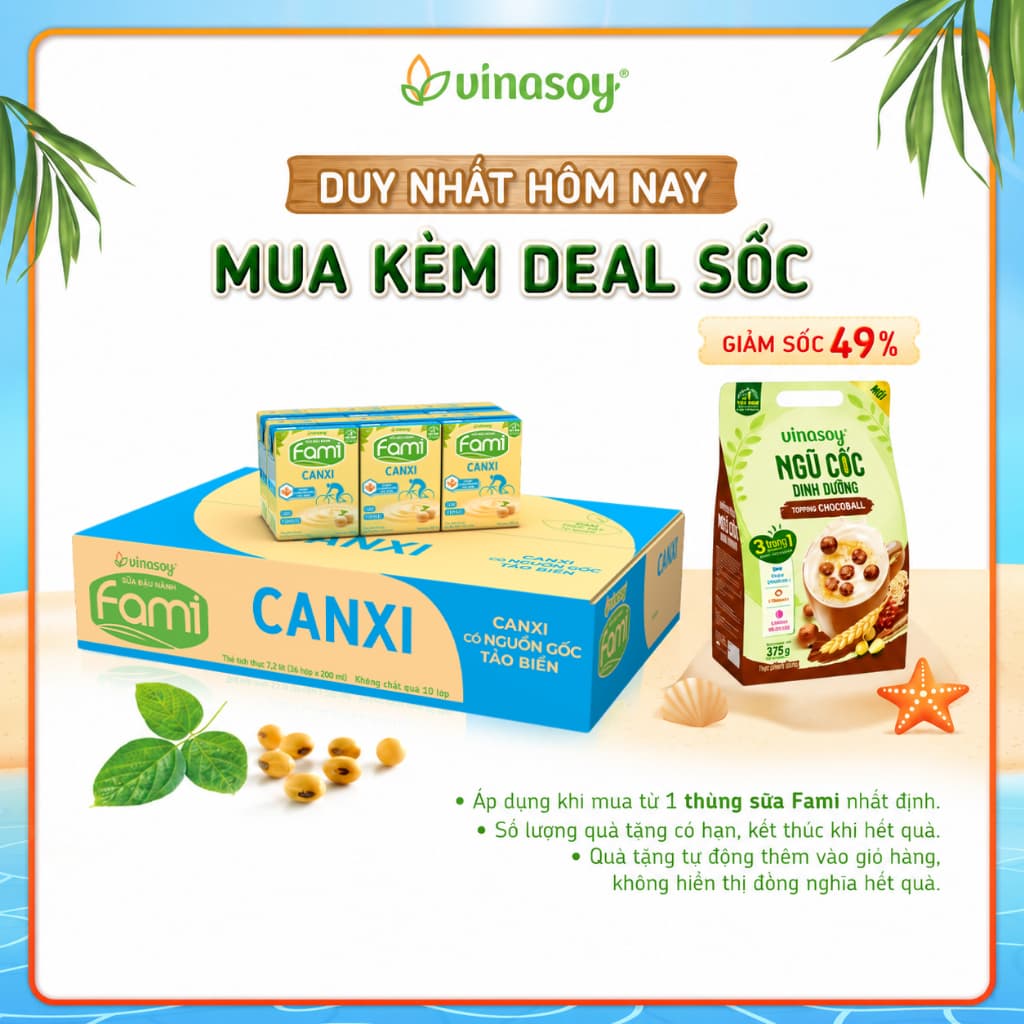 Thùng sữa đậu nành Fami Canxi có đường