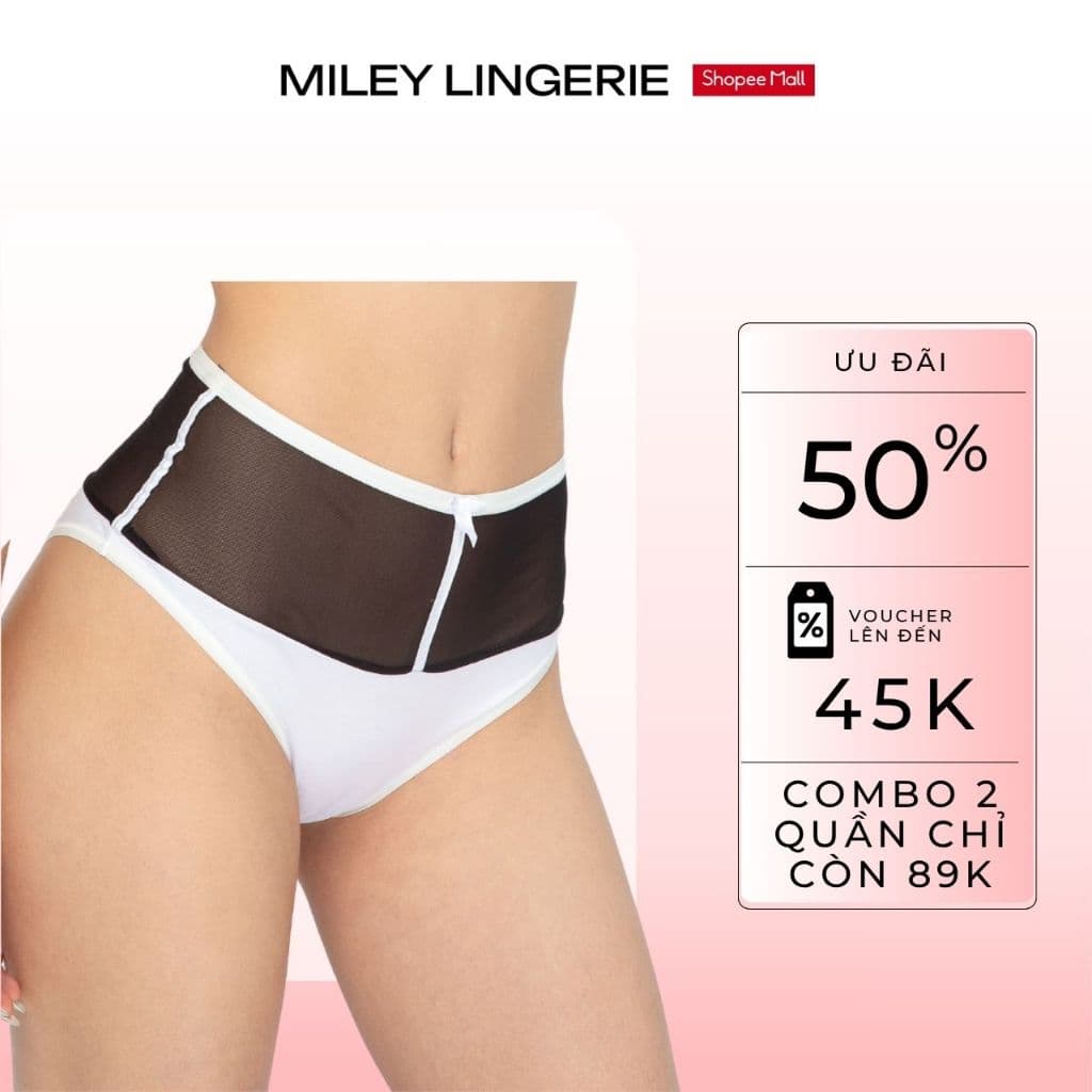 Combo 2 Quần Lót Phối Lưới Miley Lingerie Vải Sợi Thiên Nhiên Cao Cấp Bamboo FBM05