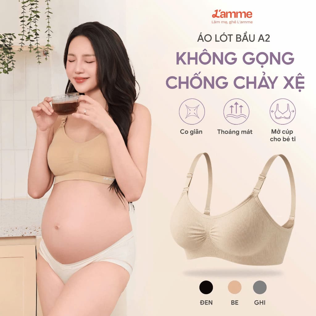 Áo lót bầu mặc như không mặc, áo ngực bầu không gọng chống chảy xệ có nút tháo cho bé tuti A2 LAMME