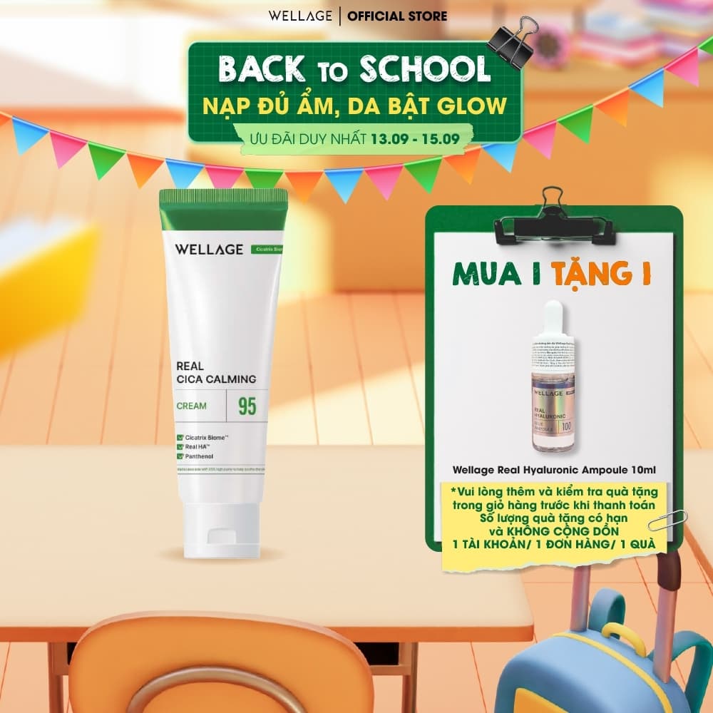 Kem dưỡng Wellage Real Cica Calming 95 Cream – Làm dịu da 95% Madecassoside, phục hồi & khoá ẩm 80ml
