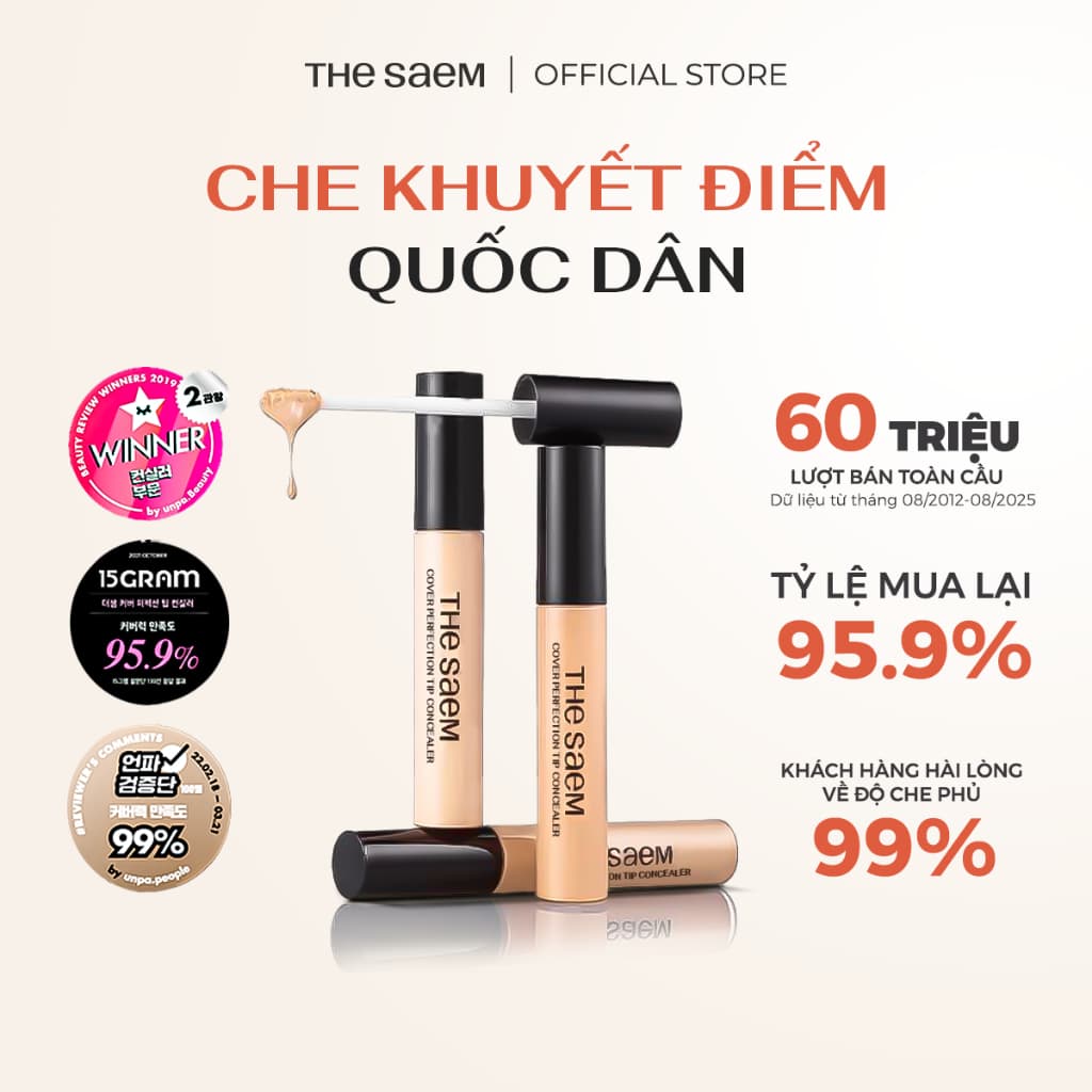 [THE SAEM] Che khuyết điểm che phủ cao THE SAEM Cover Perfection Tip Concealer