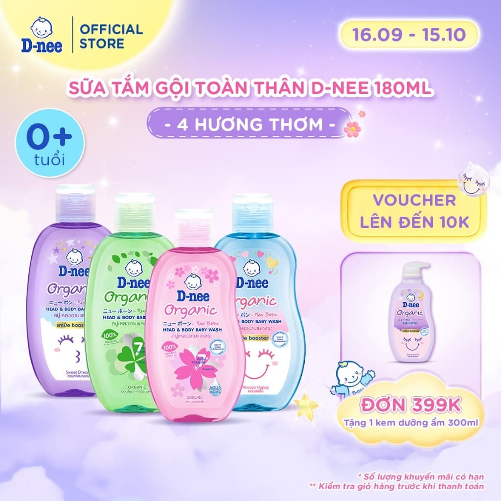 Sữa tắm gội D-nee cho trẻ sơ sinh dưới 3 tuổi giúp da mịn, tóc mượt 180ml - 4 Hương thơm