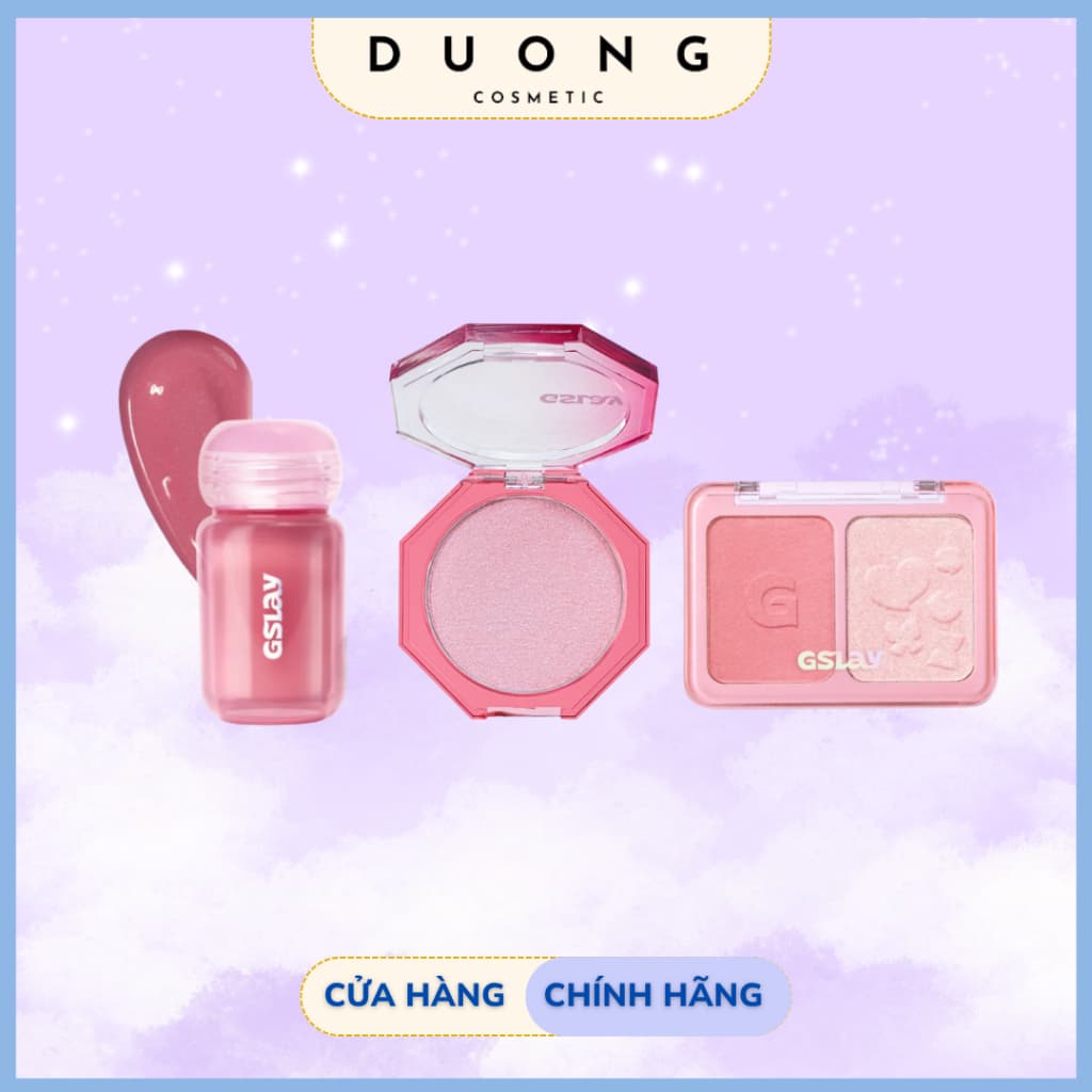 Má hồng GSLAY YOSO Blush Powder, Aura Bắt Sáng& Bubble Gleam Blush Serum Căng Bóng Mỏng Nhẹ Lâu Trôi