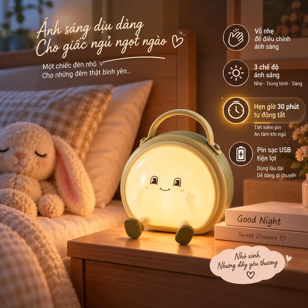 Đèn ngủ dể thương JHM hình túi sách xinh xắn, món quà dành tặng người thương