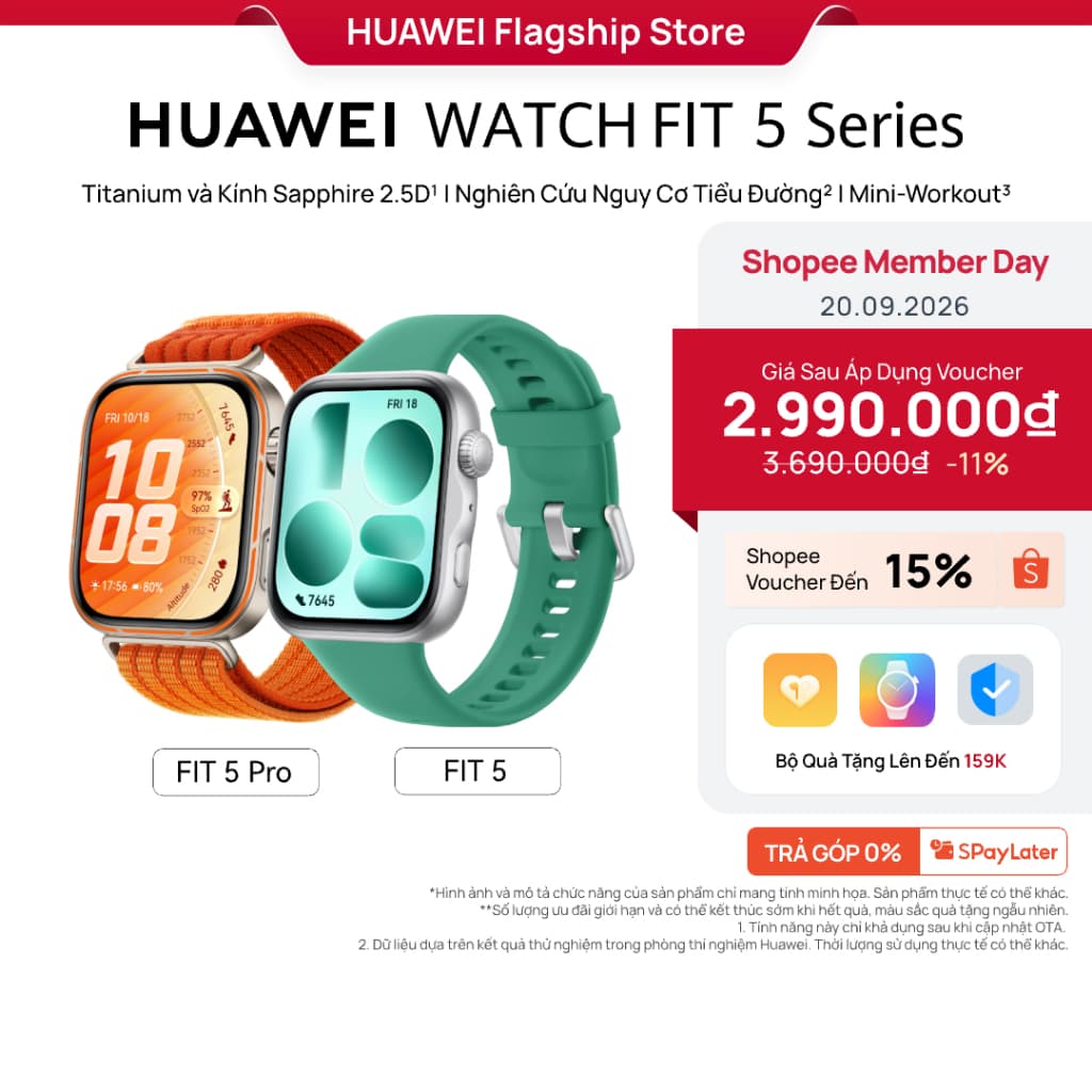 [LIVESTREAM VOUCHER 25%] Đồng Hồ Thông Minh HUAWEI WATCH FIT 5 Series |Titanium & Kính Sapphire 2.5D