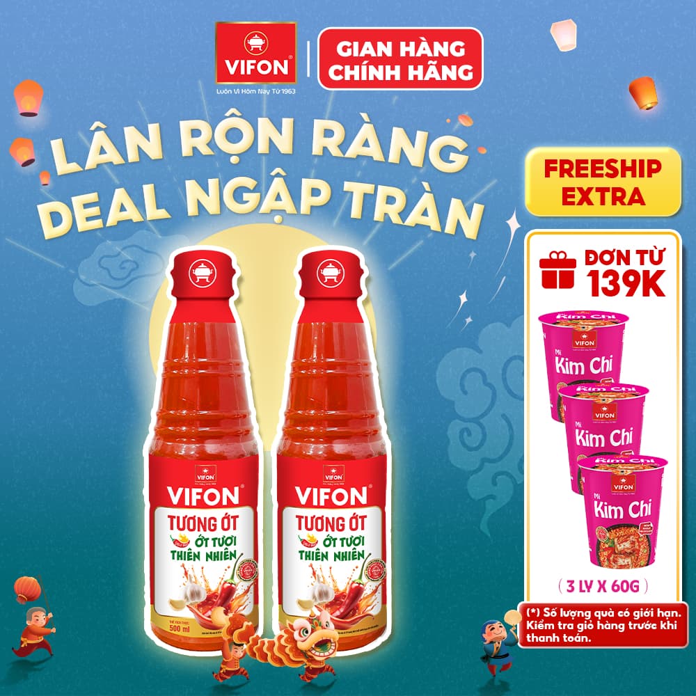 [VOUCHER HOT 10%] Set 2 Chai Tương Ớt VIFON - Gia Vị Thơm Ngon, Nguyên Liệu Tự Nhiên, 500ml/Chai