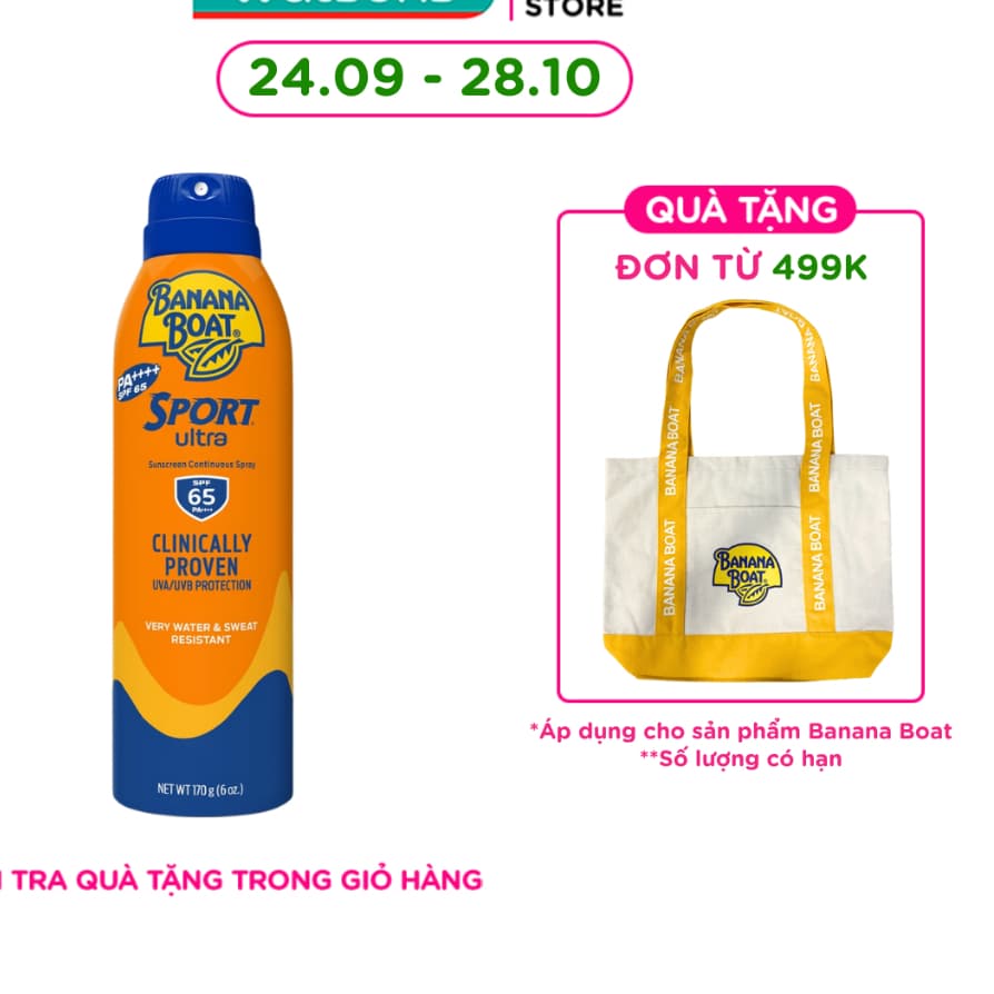 Xịt Chống Nắng Banana Boat Sport Ultra Sunscreen Continuous Spray SPF65 PA++++ 170g