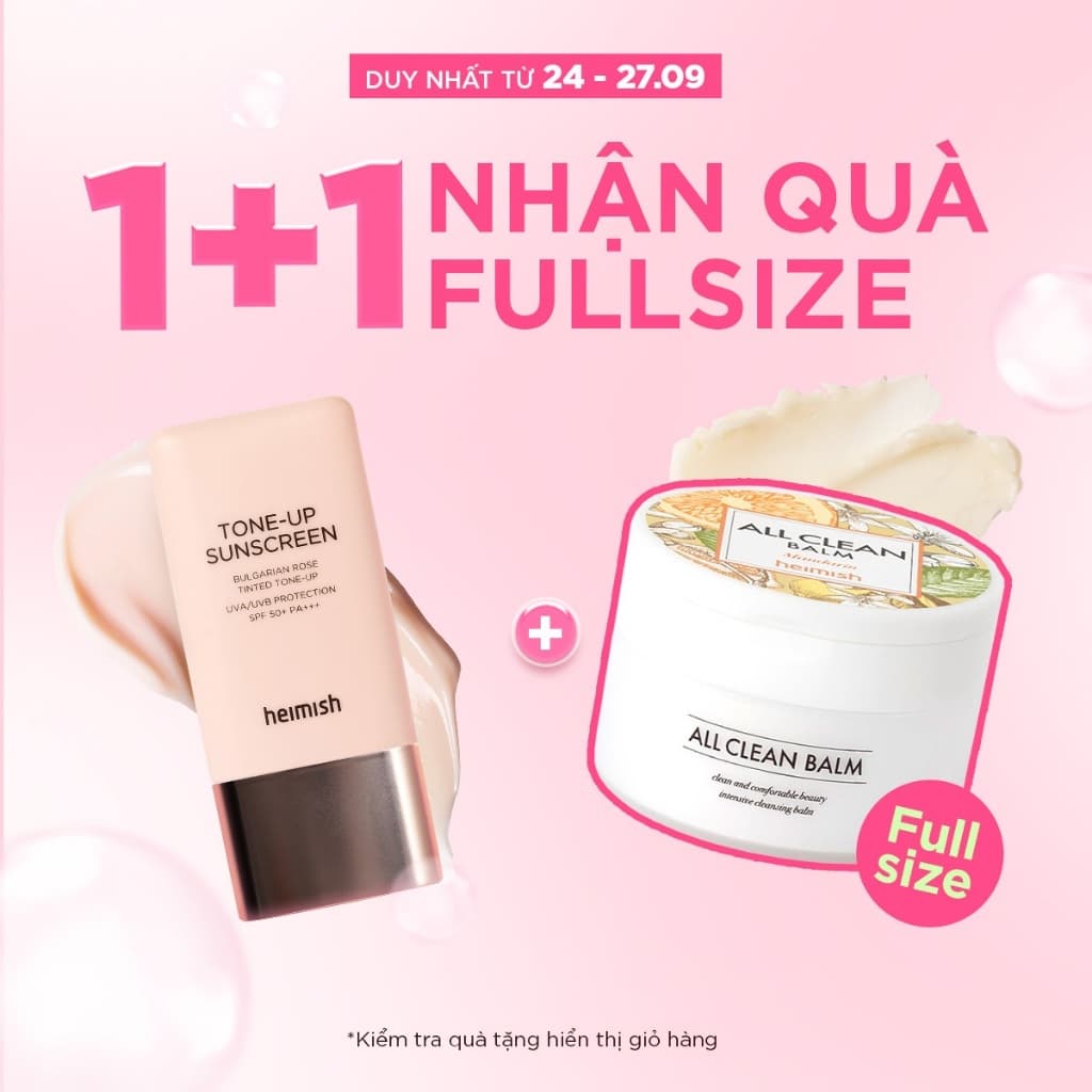 [HSD 05/2027] Kem chống nắng nâng tone heimish Bulgarian Rose Tone-up Sunscreen SPF50+ PA+++ 30ml