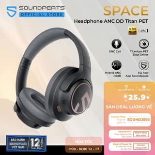 Tai Nghe Chụp Tai Bluetooth SoundPEATS Space | Pin 123 Giờ | DD Titan PET | Bluetooth 5.3