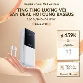 Sạc dự phòng Lipow 10000mAh & 20000mAh 22.5W/15W sạc nhanh tích hợp cáp tiện dụng