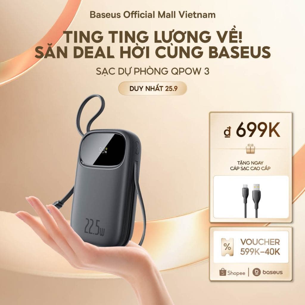 [MỚI VỀ - Chứng nhận CCC] Sạc Dự Phòng Baseus Qpow2 & Qpow 3 20000mAh PD 22.5W 30W 45W TypeC & IP 2 Cho iP