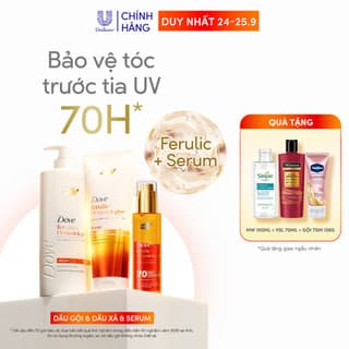 Combo Gội Xả Serum Bảo Vệ Tóc Trước Tia UV Dove Ferulic+ Repair & Glow 600G, 300G, 77ML