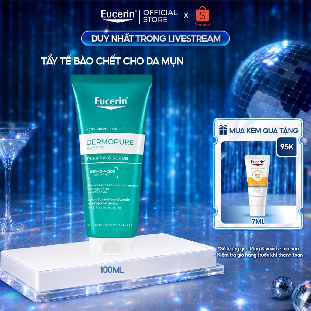 [KOL x Eucerin] Gel tẩy tế bào da chết Eucerin® DermoPure Clinical Purifying Scrub 100ml | Skincare