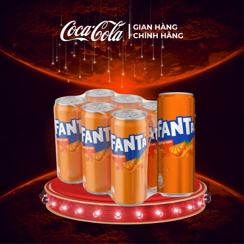 Lốc 6 Lon Nước Giải Khát Có Gas Fanta Hương Cam 320ml/Lon Coca-Cola Official Store Sale 10.10_SP